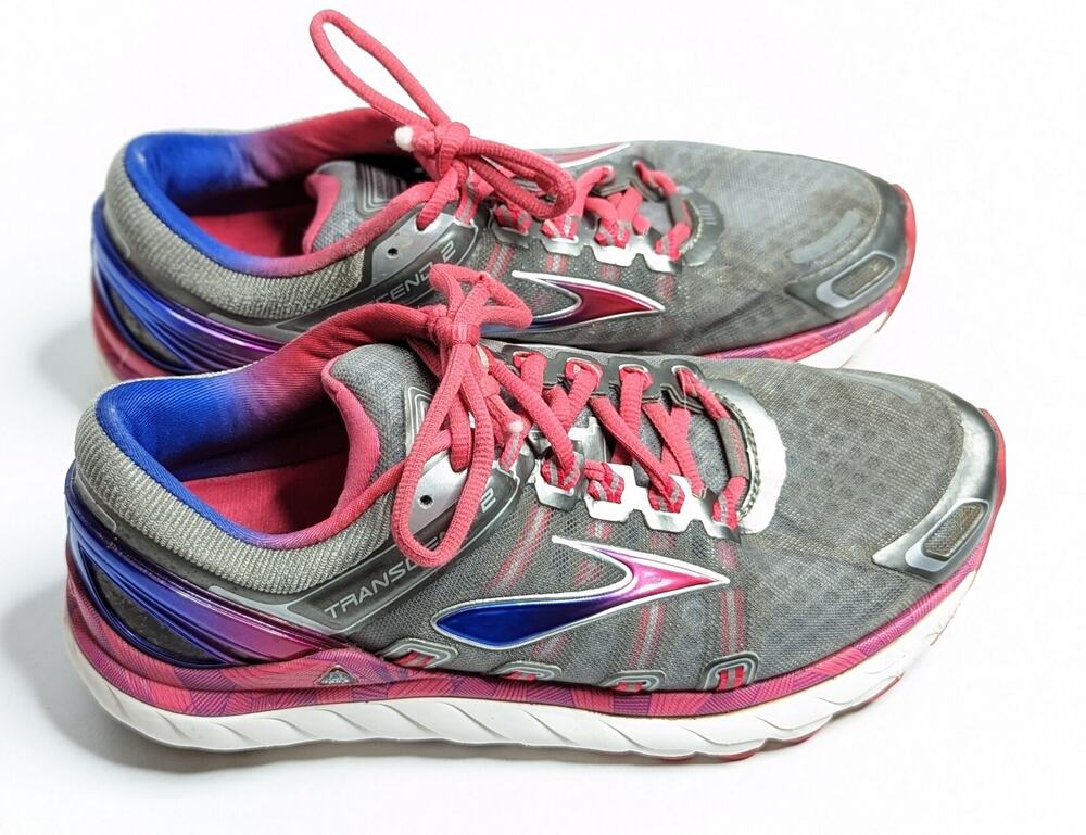 Brooks Womens Transcend 2 Running Athletic Shoes Grey Pink Multicolored Sz 7.5